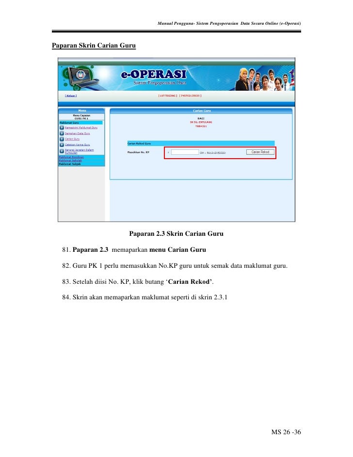 E-operasi bukan guru login