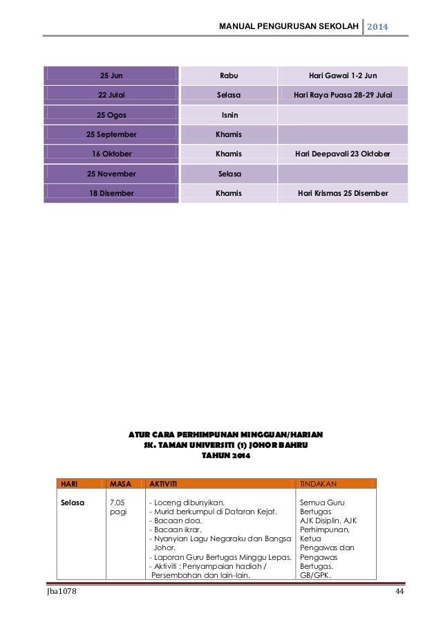 Manual pengurusan sekolah 2014