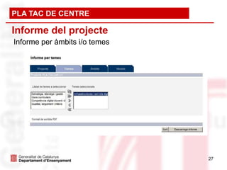 PLA TAC DE CENTRE

Informe del projecte
Informe per àmbits i/o temes




                               27
 