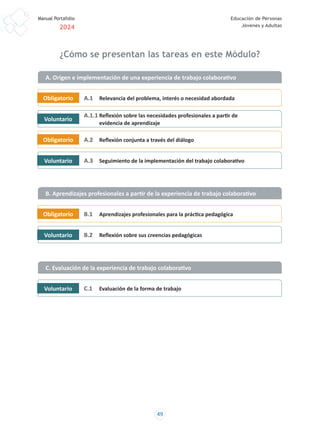 manual portafolio docente 2024 para educación adultos y jóvenes | PDF