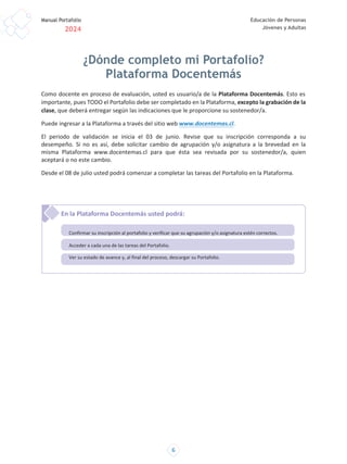 manual portafolio docente 2024 para educación adultos y jóvenes | PDF