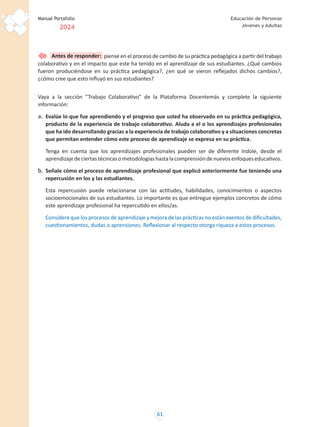 manual portafolio docente 2024 para educación adultos y jóvenes | PDF