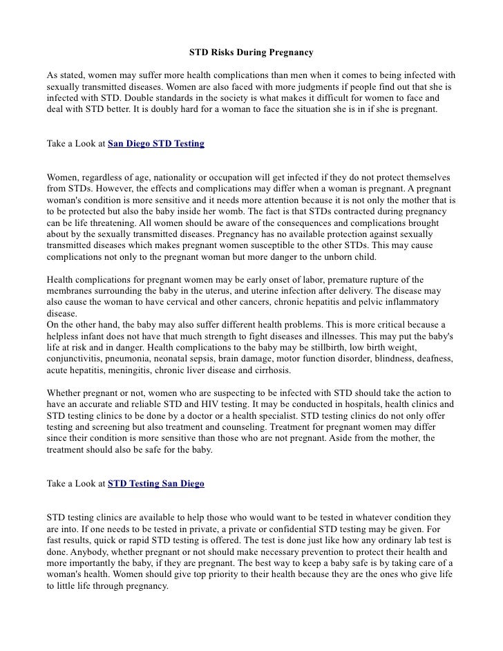 What Std Tests Are Done During Pregnancy PregnancyWalls