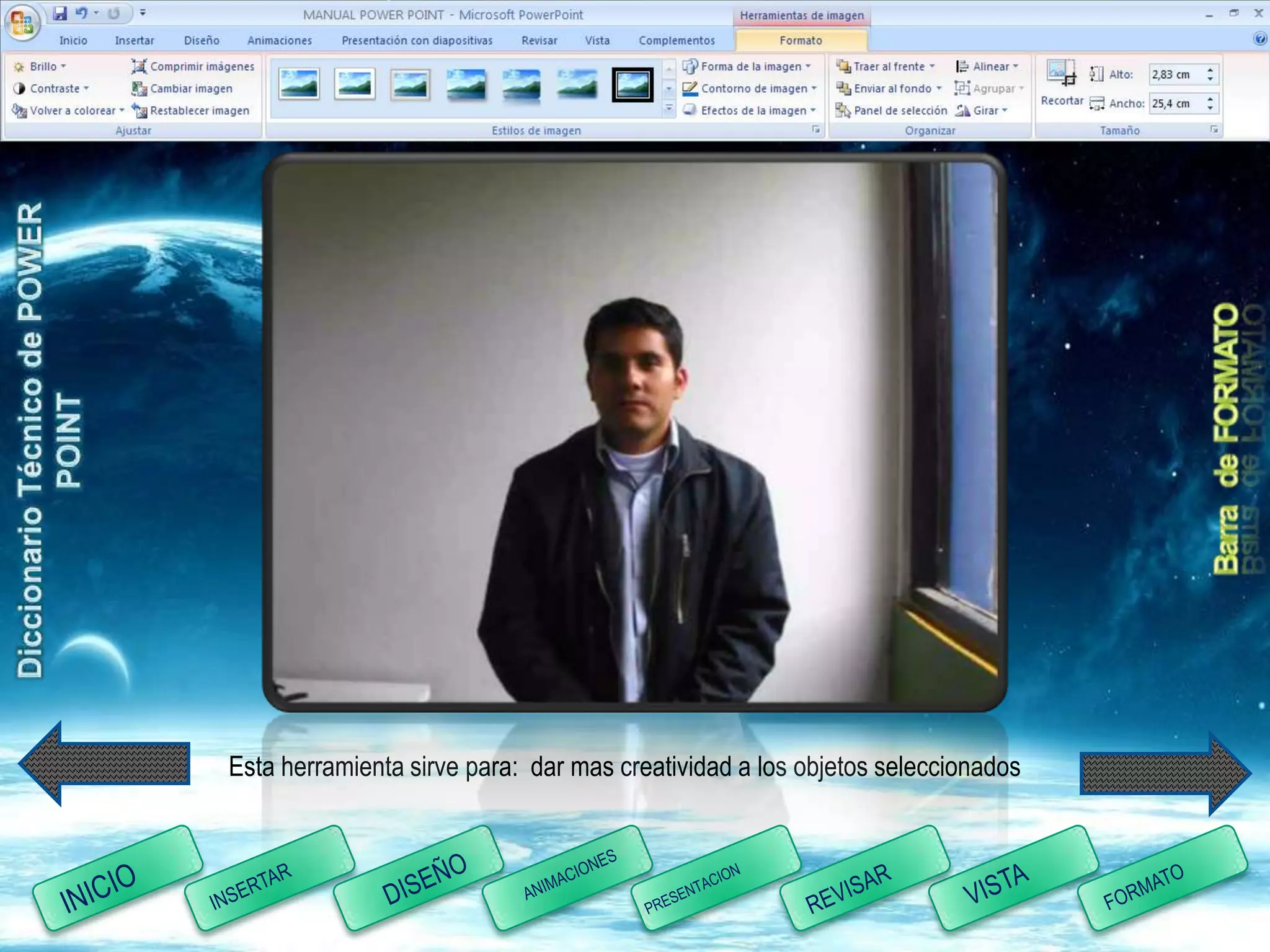 Esta herramienta sirve para: dar mas creatividad a los objetos seleccionados
 