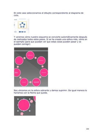 En este caso seleccionamos el dibujito correspondiente al diagrama de
ciclo.




Y veremos cómo nuestro esquema se convierte automáticamente después
de realizados todos estos pasos. Si se ha creado una esfera más, cómo en
el ejemplo (para que puedan ver que estas cosas pueden pasar y se
pueden corregir)




Nos ubicamos en la esfera sobrante y damos suprimir. De igual manera lo
haríamos con la flecha que queda.




                                                                        103
 