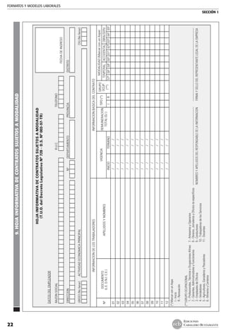 FORMATOS Y MODELOS LABORALES
SECCIÓN 1
EDICIONES
CABALLERO BUSTAMANTE22
9.HOJAINFORMATIVADECONTRATOSSUJETOSAMODALIDAD
 