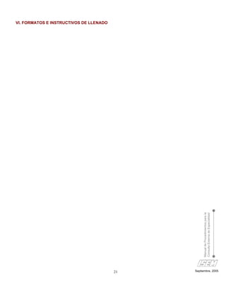 VI. FORMATOS E INSTRUCTIVOS DE LLENADO




21
                   Manual de Procedimientos para la
                   Consulta Externa de Especialidad




Septiembre, 2005
 