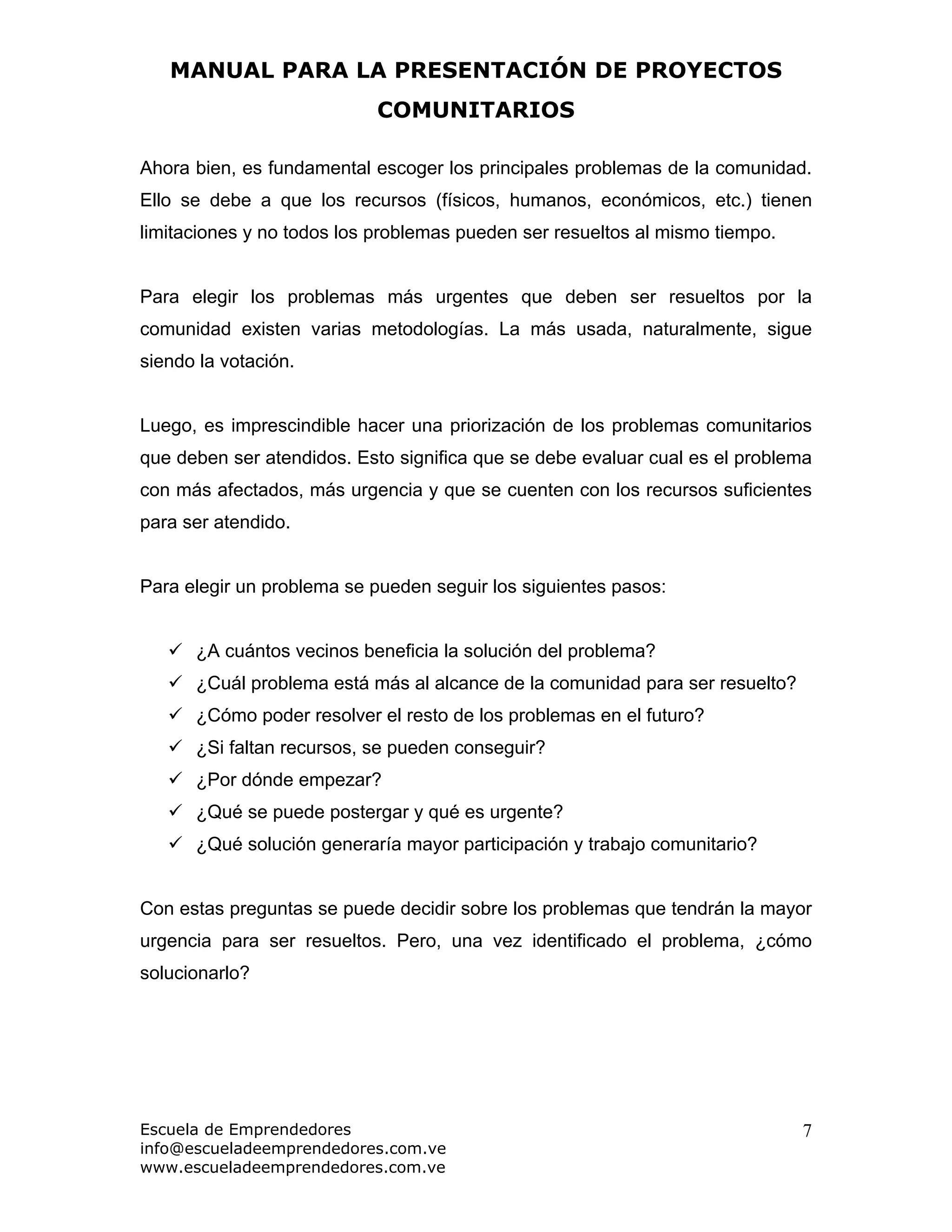 Manual para la Elaboración de Proyectos Comunitarios | PPT