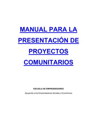Manual para la Elaboración de Proyectos Comunitarios | PDF