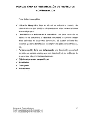 Manual para la Elaboración de Proyectos Comunitarios | PDF
