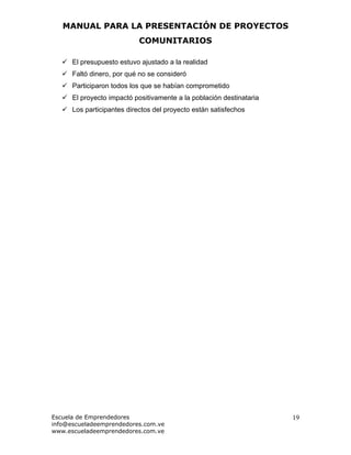 Manual para la Elaboración de Proyectos Comunitarios | PDF