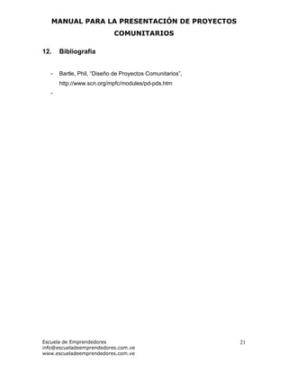 Manual para la Elaboración de Proyectos Comunitarios | PDF