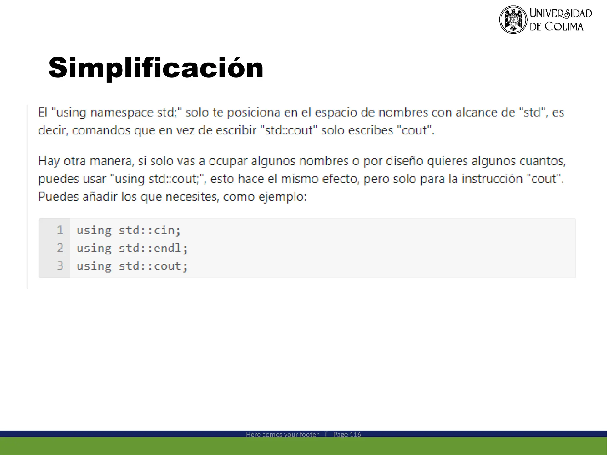 Simplificación
Here comes your footer  Page 116
 