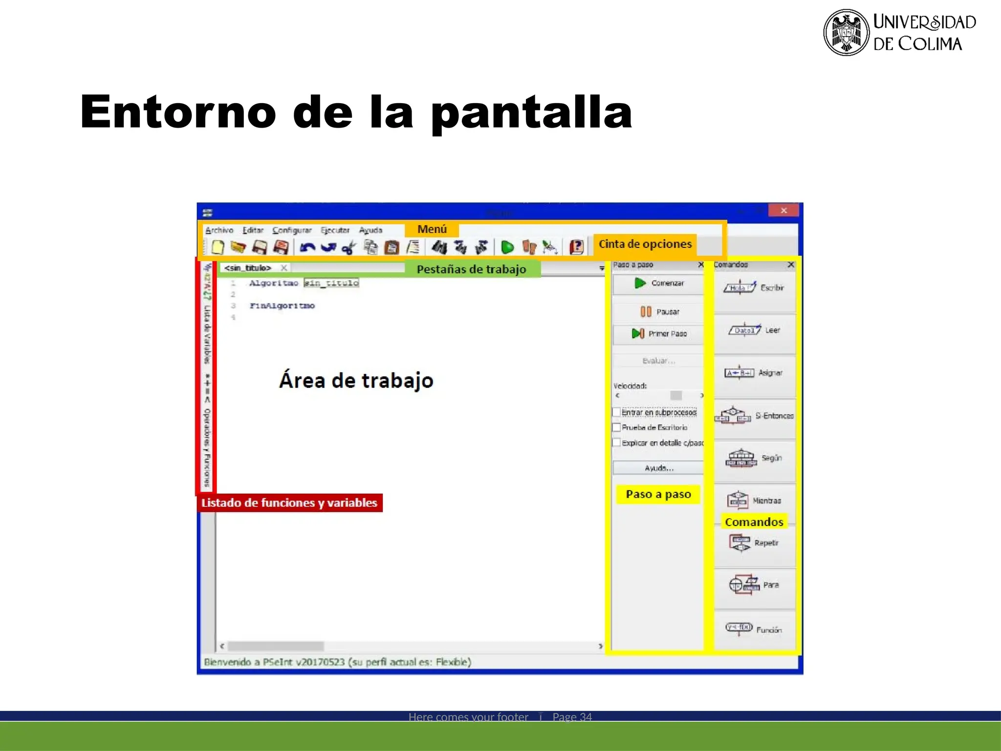 Entorno de la pantalla
Here comes your footer  Page 34
 