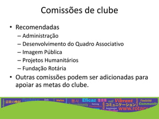 Divirta-se!Associados atuantesGere interesse e dedicação.Faça com que os rotarianos tenham orgulho do clube.Atraia novos associados e ganhe a atenção da comunidade.