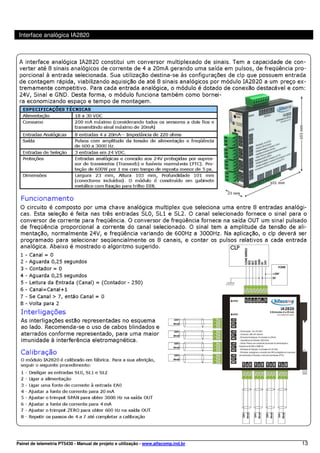 Interface analógica IA2820




Painel de telemetria PT5430 - Manual de projeto e utilização - www.alfacomp.ind.br   13
 