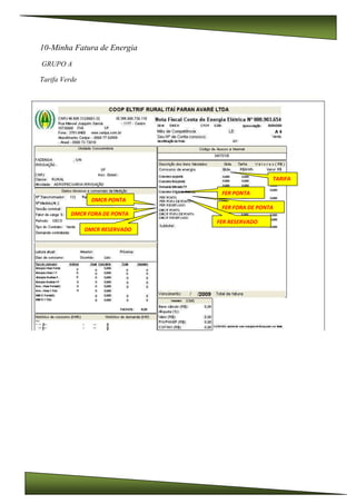 10-Minha Fatura de Energia
GRUPO A
Tarifa Verde
FER PONTA
TARIFA
FER FORA DE PONTA
FER RESERVADO
DMCR PONTA
DMCR FORA DE PONTA
DMCR RESERVADO
 