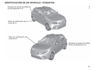 0.7
Identificación de un vehículo - Etiquetas
Placa de certificación del
motor ➥ 6.4
Etiquetas de presión de inflado
de los neumáticos ➥ 4.10
Placa de certificación del ve-
hículo ➥ 6.2
Etiquetas de presión de inflado de
los neumáticos ➥ 4.10
 