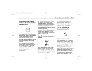 Black plate (21,1)Chevrolet S10 Owner's Manual (GMSA-Localizing-Brazil-8064898) - 2015 -
crc - 7/29/14
Comandos e controles 5-21
Luz de advertência do
sistema de freios antiblo-
cantes (ABS)
Sistema de freios antiblo-
cantes (ABS) na página 9-26
Centro de informação do motorista
(DIC) na página 5-26
Luz de tração nas quatro
rodas
Luz de controle de
descida de declive
5
5
Controle de descida de
declive (HDC) na página 9-30
MY15_S10_52097291_POR_20141105_v0.5
 
