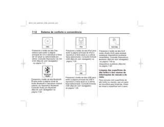 Black plate (12,1)Chevrolet S10 Owner's Manual (GMSA-Localizing-Brazil-8064898) - 2015 -
crc - 7/29/14
7-12 Sistema de conforto e conveniência
Limpeza das superfícies de
alto brilho e dos visores de
informações do veículo e do
rádio
Reprodutor de CD/
DVD ( )
a página 7-
E
Áudio por Bluetooth
) na
página 7-
Entrada
SB ( ) na
página 7-
Entrada
USB ( )
na página 7-
Dispositivos
uxiliares ( )
na página 7-4
Dispositivos auxiliares (MyLink)
na página 7-4
MY15_S10_52097291_POR_20141105_v0.5
 