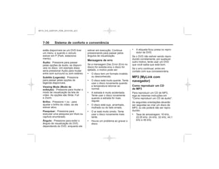 Black plate (38,1)Chevrolet S10 Owner's Manual (GMSA-Localizing-Brazil-8064898) - 2015 -
crc - 7/29/14
7-3 Sistema de conforto e conveniência
Áudio:
Subtitle (Legenda):
Viewing Mode (Modo de
exibição):
Brilho:
Pesquisar:
Ângulo:
Mensagens de erro
.
.
.
.
.
.
.
MP3 (
)
Como reproduzir um CD
de MP3
.
MY15_S10_52097291_POR_20141105_v0.5
 