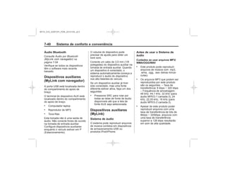 Black plate (48,1)Chevrolet S10 Owner's Manual (GMSA-Localizing-Brazil-8064898) - 2015 -
crc - 7/29/14
7-4 Sistema de conforto e conveniência
Áudio Bluetooth
Dispositivos auxiliares
( )
.
.
.
.
Dispositivos auxiliares
(MyLink)
Sistema de áudio
Antes de usar o Sistema de
áudio
Cuidados ao usar arquivos MP3/
WMA/OGG/WAV
.
.
–
–
.
Áudio por Bluetooth
( ) na
página 7-
MY15_S10_52097291_POR_20141105_v0.5
 