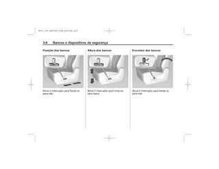 Black plate (6,1)Chevrolet S10 Owner's Manual (GMSA-Localizing-Brazil-8064898) - 2015 -
crc - 7/29/14
3-6 Bancos e dispositivos de segurança
Posição dos bancos Altura dos bancos Encostos dos bancos
MY15_S10_52097291_POR_20141105_v0.5
 