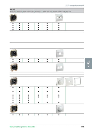 2. El pequeño material 
Manual teórico-práctico Schneider J/73 
J2 
sm180 
Polar (18) Marfil (25) Negro cósmico (47) Bronce (13) Titanio claro (22) Aluminio metálico (29) Rojo (03) 
c c c c c c 
c c c c c c 
c c c c c c 
c c c c c c 
c c c c c c 
c c c c c c 
c c c c c c 
c c c c c c 
c c c c c c 
c c c c c c 
c c c 
c c c 
c c c c c c 
c c c c c c 
 