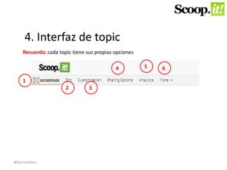 4. Interfaz de topic 
Recuerda: cada topic tiene sus propias opciones 
1 
2 3 
4 5 6 
@GarciaOKean 
 