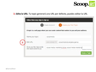 3. Edita la URL: Tu topic generará una URL por defecto, puedes editar la URL 
3 
@GarciaOKean 
 