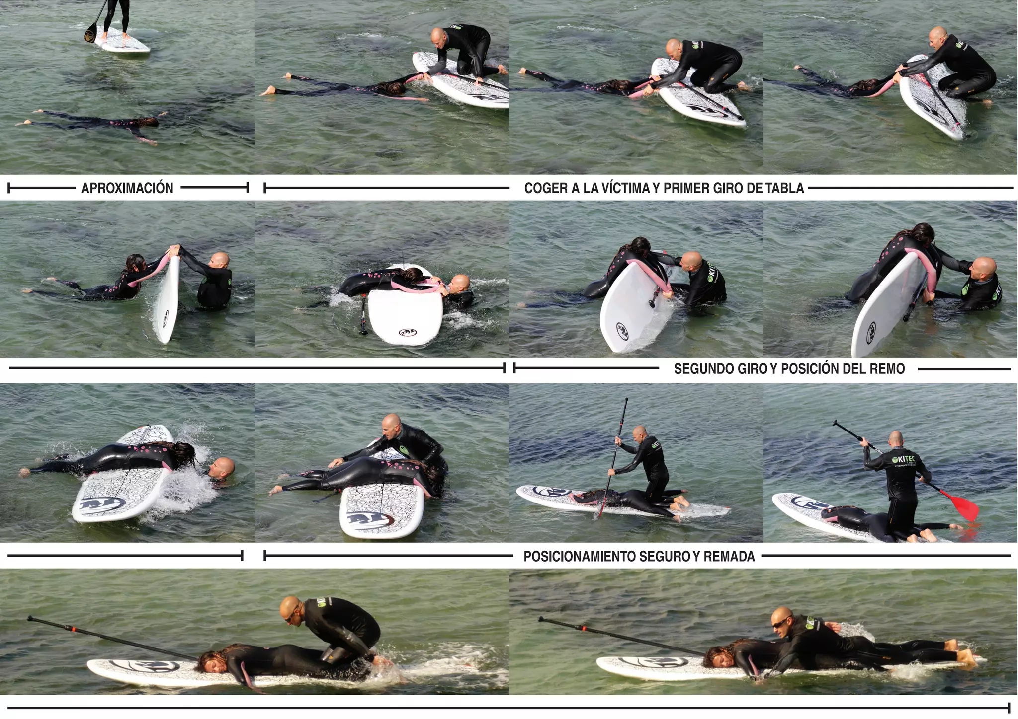 APROXIMACIÓN   COGER A LA VÍCTIMA Y PRIMER GIRO DE TABLA




                                    SEGUNDO GIRO Y POSICIÓN DEL REMO




               POSICIONAMIENTO SEGURO Y REMADA
 