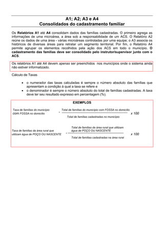 materno. Este registro será feito na parte inferior do gráfico peso-idade, logo abaixo do número
do mês correspondente, de acordo com os seguintes critérios:

      •       ULDQoD FRP DOHLWDPHQWR H[FOXVLYR: será considerada como “com aleitamento
              exclusivo” a criança que utiliza diariamente apenas o leite materno. Não devem ser
              consideradas, portanto, aquelas crianças que usam água, chá, ou qualquer outro
              líquido, regularmente. Entretanto, pode ser considerada aquela criança que, no
              período de referência, fez uso esporádico, por algum motivo (doença, afastamento
              temporário da mãe etc.), de algum dos líquidos mencionados, sem que sua
              amamentação tenha sido interrompida.

      •       ULDQoD FRP DOHLWDPHQWR PLVWR: é aquela que, apesar de estar sendo amamentada,
              utiliza regularmente água e/ou qualquer outro tipo de alimento como chá, leite de
              vaca, leite em pó, frutas, sopas etc.

1R DUWmR GD ULDQoD GHYH VHU DQRWDGR QR HVSDoR FRUUHVSRQGHQWH $( VH D FULDQoD HVWLYHU
³FRP DOHLWDPHQWR H[FOXVLYR ´ H $0 VH D FULDQoD HVWLYHU FRP DOHLWDPHQWR PLVWR

Algumas intercorrências observadas durante o acompanhamento mensal das crianças devem
ser anotadas no mês correspondente, na parte inferior do gráfico peso-idade, abaixo do espaço
destinado para o registro do aleitamento. Deve-se utilizar para o registro a letra inicial,
conforme indicado abaixo:

          •   D - diarréia
          •   P - pneumonia
          •   O - outra doença
          •   H - hospitalização

9HMD D VHJXLQWH VLWXDomR TXH VHUYH GH H[HPSOR

2 DJHQWH *DEULHO YLVLWRX HP  GH PDUoR GH  D IDPtOLD GD 6UD 0DULD H 6HX 3HGUR TXH WHP
XP ILOKR $QW{QLR QDVFLGR HP  GH DEULO GH  $QW{QLR UHFHEHX DV VHJXLQWHV YDFLQDV XPD
GRVH GH %* QR GLD GH VHX QDVFLPHQWR QD PDWHUQLGDGH XPD GRVH GH '37 HP  WUrV
GRVHV GH DQWLSyOLR UHVSHFWLYDPHQWH HP   H  H XPD GRVH GH DQWL
VDUDPSR HP 

$QW{QLR QDVFHX FRP  JUDPDV DSUHVHQWDQGR D VHJXLQWH HYROXomR GR SHVR QR SULPHLUR DQR
GH YLGD

       PrV             J             PHVHV       J
       PHVHV           J             PHVHV       J
       PHVHV           J             PHVHV       J
       PHVHV           J             PHVHV      J
       PHVHV           J             PHVHV      J
       PHVHV           J

RP UHODomR j DPDPHQWDomR $QW{QLR PDPRX DWp FRPSOHWDU  PHVHV GH YLGD VHQGR TXH QRV
SULPHLURV WUrV PHVHV D PmH RIHUHFLD j FULDQoD DSHQDV R OHLWH PDWHUQR 1R ž PrV D PmH
LQWURGX]LX QD DOLPHQWDomR GH $QW{QLR IUXWDV H FKiV

1D YLVLWD GRPLFLOLDU UHDOL]DGD HP  GH MDQHLUR D PmH GH $QW{QLR LQIRUPRX TXH D FULDQoD HVWDYD
FRP GLDUUpLD
 
