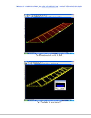 Manual de Diseño de Puentes por www.ssingenieria.com Todos los Derechos Reservados.
Fig. 2 Resultados de la corrida de CMS
Fig. 2 Resultados de la corrida de CV
 