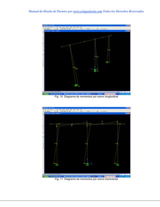 Manual de Diseño de Puentes por www.ssingenieria.com Todos los Derechos Reservados.
Fig. 10 Diagrama de momentos por sismo longitudinal
Fig. 11 Diagrama de momentos por sismo transversal
 