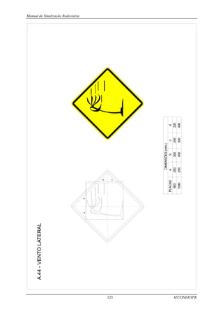 Manual de Sinalização Rodoviária
123 MT/DNER/IPR
A.44
-
VENTO
LATERAL
PLACAS
800
1000
DIMENSÕES
(mm.)
a
200
250
b
360
450
c
240
300
d
320
400
a
b
c
d
 