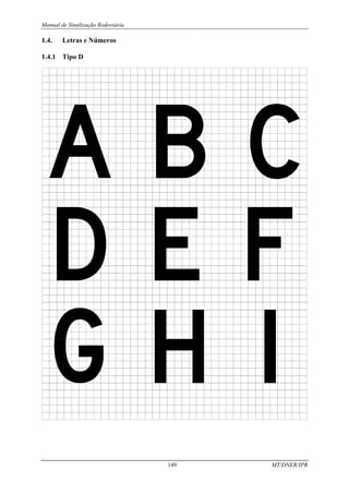 Manual de Sinalização Rodoviária
149 MT/DNER/IPR
1.4. Letras e Números
1.4.1 Tipo D
 