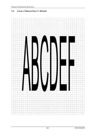 Manual de Sinalização Rodoviária
164 MT/DNER/IPR
2.2. Letras e Números Para V= 80 km/h
 
