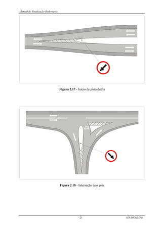 Manual de Sinalização Rodoviária
21 MT/DNER/IPR
Figura 2.17 - Início de pista dupla
Figura 2.18 - Interseção tipo gota
 
