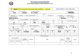 SERVIÇO PÚBLICO DO ESTADO DE MINAS GERAIS
SEE – SECRETARIA DE ESTADO DA EDUCAÇÃO
SUPERINTENDÊNCIA REGIONAL DE ENSINO METROPOLITANA C / MG
62
 