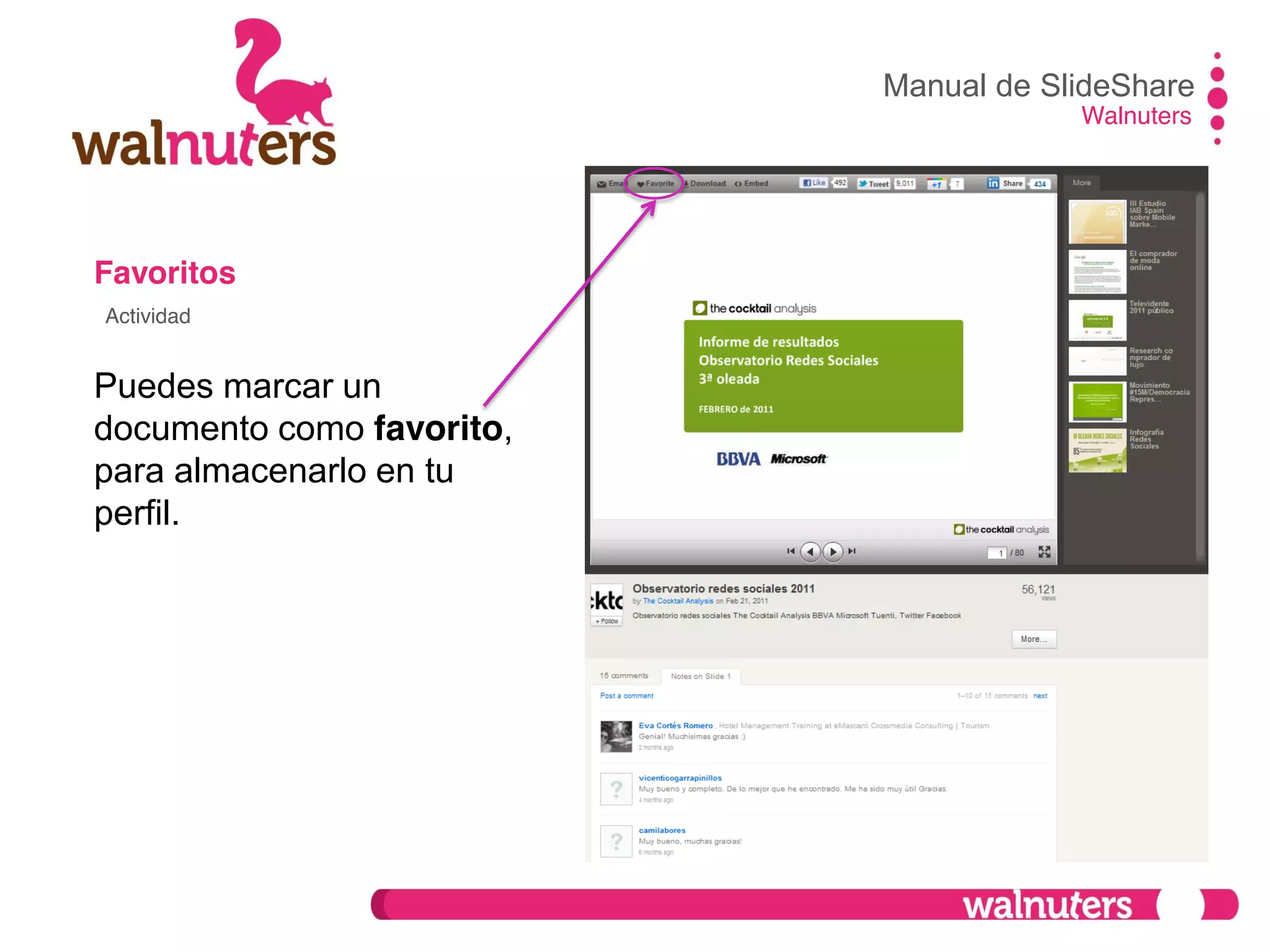 Favoritos
Puedes marcar un
documento como favorito,
para almacenarlo en tu
perfil.
Manual de SlideShare
Walnuters
Actividad
 
