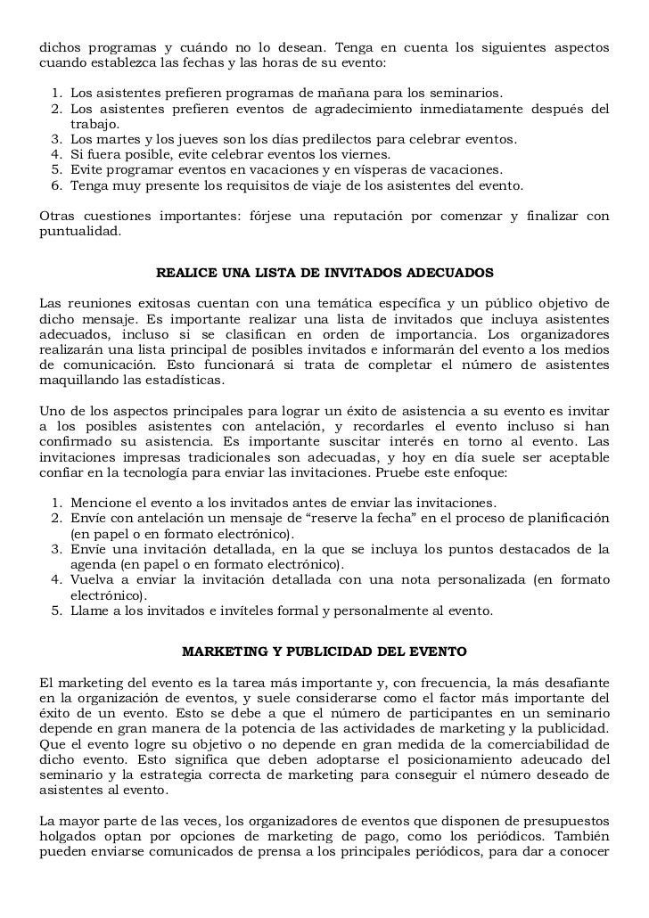 Manual sobre la organización de eventos