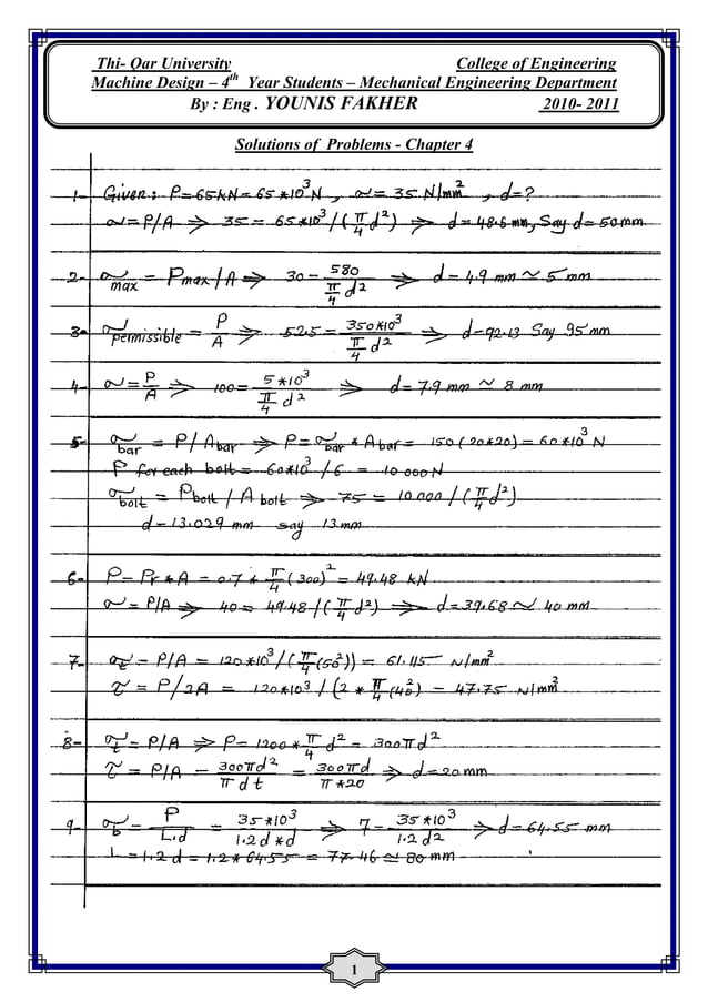 Solutions For Machine Design By KHURMI And GUPTA PDF
