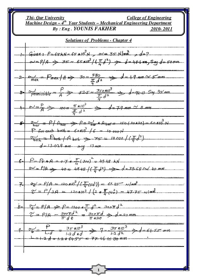 Design Of Machine Elements Solution Manual Pdf Design Of Machine Elements Solution Manual Pdf