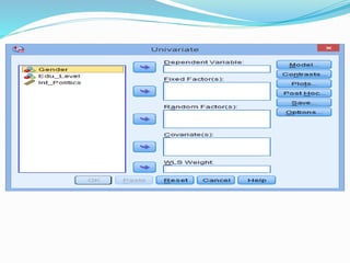 You will be presented with the Univariate dialogue box
 