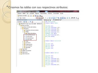*Creamos las tablas con sus respectivos atributos:
 