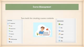 Course Management
Two tools for creating course contents
 