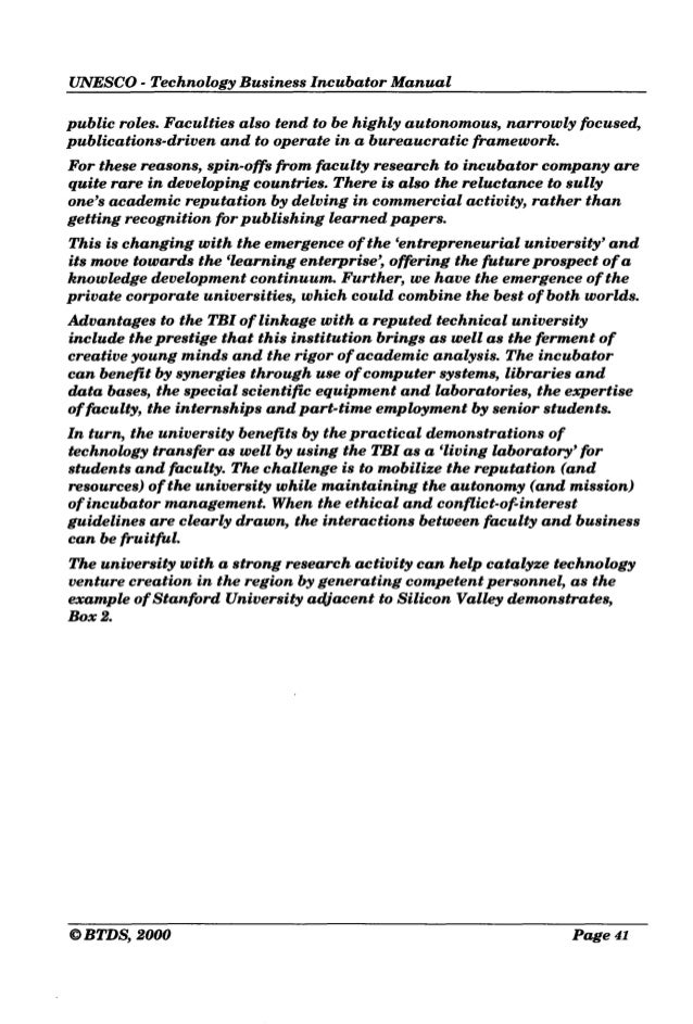 Technology Business Incubator Manual by Lalkaka 2000