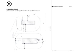 Arquitetura e Urbanismo   Projeto VI
MACKENZIE
3.2 Exemplos práticos
Abaixo exemplo de aplicação da faixa livre “A” em edifício simulado:




                                                                       Manual Técnico                C 017
 
