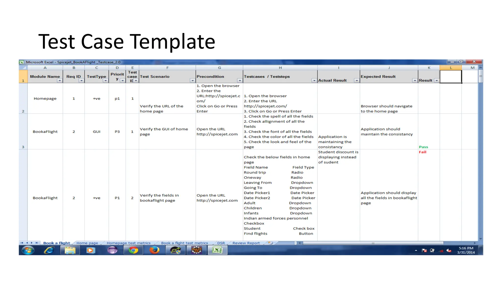 Test Case Template 
