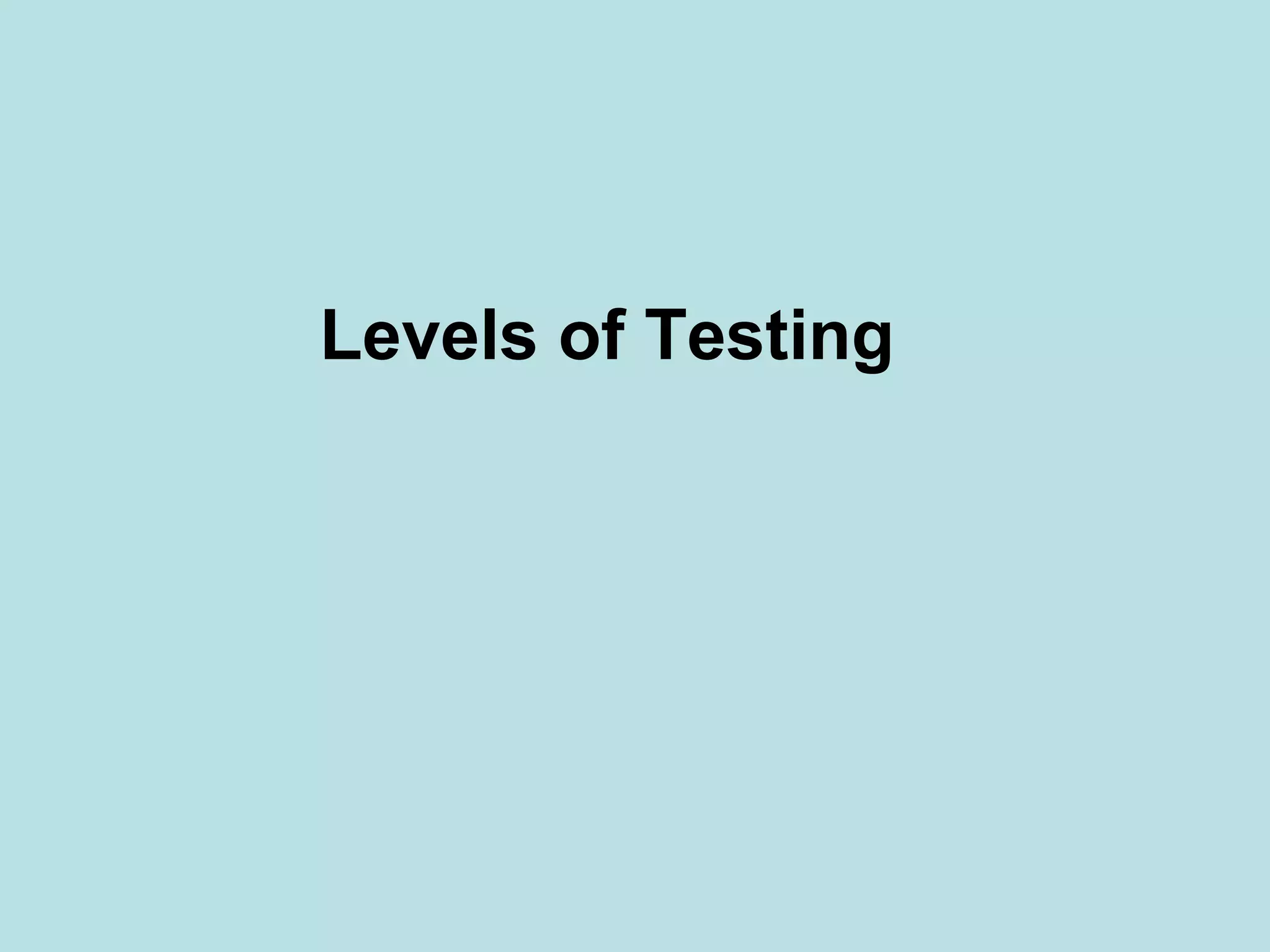 Levels of Testing 